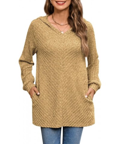 Sweaters for Women V Neck Hoodies Basic Sweatshirt Long Sleeve Tunics Tops Fall Clothes with Pockets 2023 S-2XL 05-yellow $7....