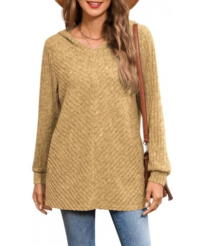 Sweaters for Women V Neck Hoodies Basic Sweatshirt Long Sleeve Tunics Tops Fall Clothes with Pockets 2023 S-2XL 05-yellow $7....