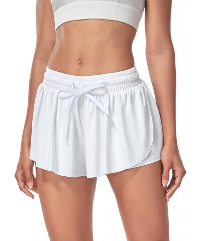 Womens Workout Shorts 2 in 1 Athletic Running Yoga Training Sports Shorts with Pockets B White $10.99 Activewear