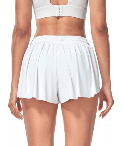 Womens Workout Shorts 2 in 1 Athletic Running Yoga Training Sports Shorts with Pockets B White $10.99 Activewear