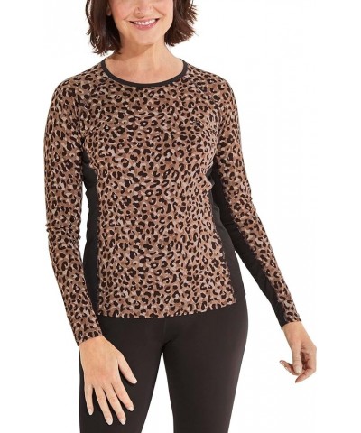 UPF 50+ Women's Hightide Long Sleeve Swim Shirt - Sun Protective Brown Cheetah $29.60 Swimsuits