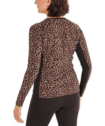 UPF 50+ Women's Hightide Long Sleeve Swim Shirt - Sun Protective Brown Cheetah $29.60 Swimsuits