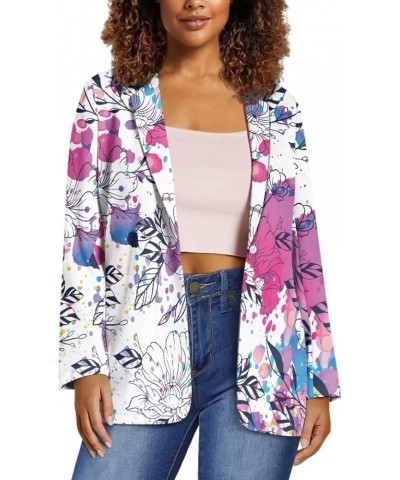 American Flag Bald Eagle Women's Graphic Print Blazer Button Open Front Long Sleeve Jacket Watercolor Floral $14.62 Suits