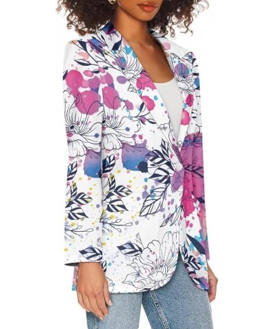 American Flag Bald Eagle Women's Graphic Print Blazer Button Open Front Long Sleeve Jacket Watercolor Floral $14.62 Suits