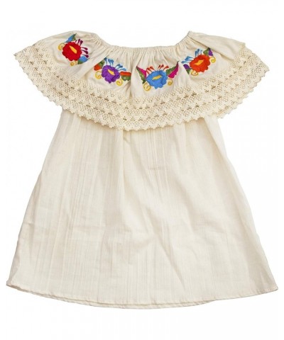 Mexican Hand-Embroidered Floral Short Sleeve Blouse Beige $16.79 Blouses