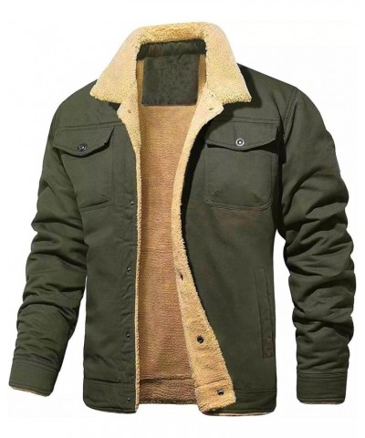 Mens Vintage Sherpa Trucker Jacket Winter Casual Retro Fleece Jean Jacket Outdoor Cotton Denim Coat Windbreaker Green $19.73 ...