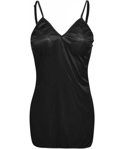 Womens Lingeries Nightwear Silk Sleepwear Lace Chemise Mini Teddy Negligee Nightie V Neck Bridal Babydoll for Women G-black $...