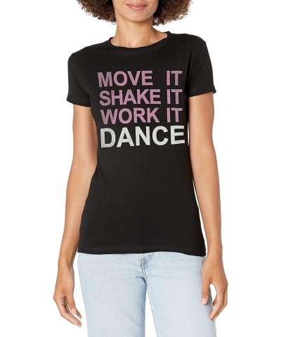 Women's Short Move It Shake It Crew Neck Graphic T-Shirt Black $9.93 T-Shirts