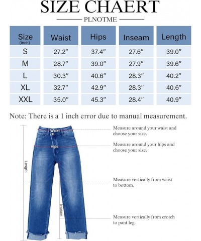 Women's High Waisted Straight Leg Jeans Crossover Stretch Casual Cuffed Denim Pants Light Blue $23.75 Jeans