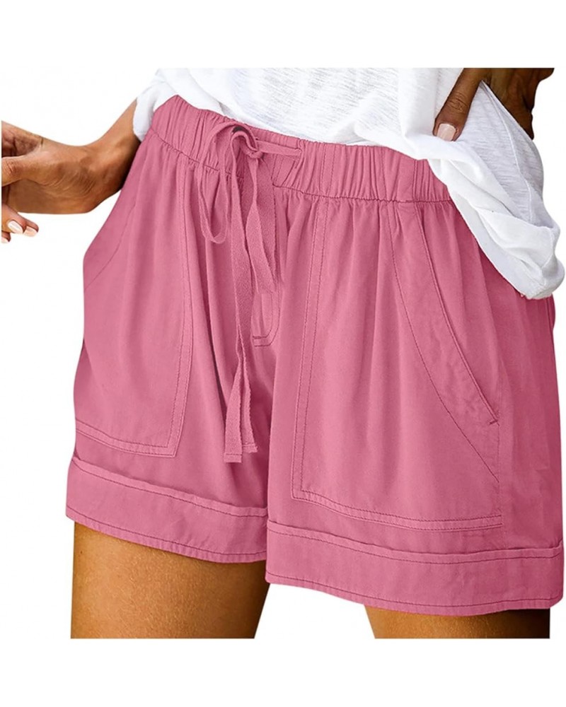 Womens Casual Comfy Shorts Summer w Pockets Wide Leg Cotton Shorts for Women Trendy Beach Pants Vacation Outfits A1pink $4.45...