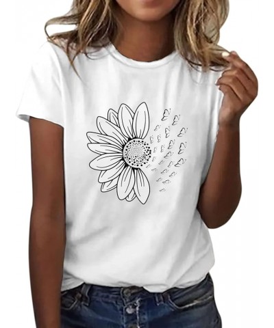 Women's T Shirts Short Sleeve Tees Sunflower Graphic Loose Summer Tops St Patricks Day Shirts for Women A3-white $18.87 Activ...