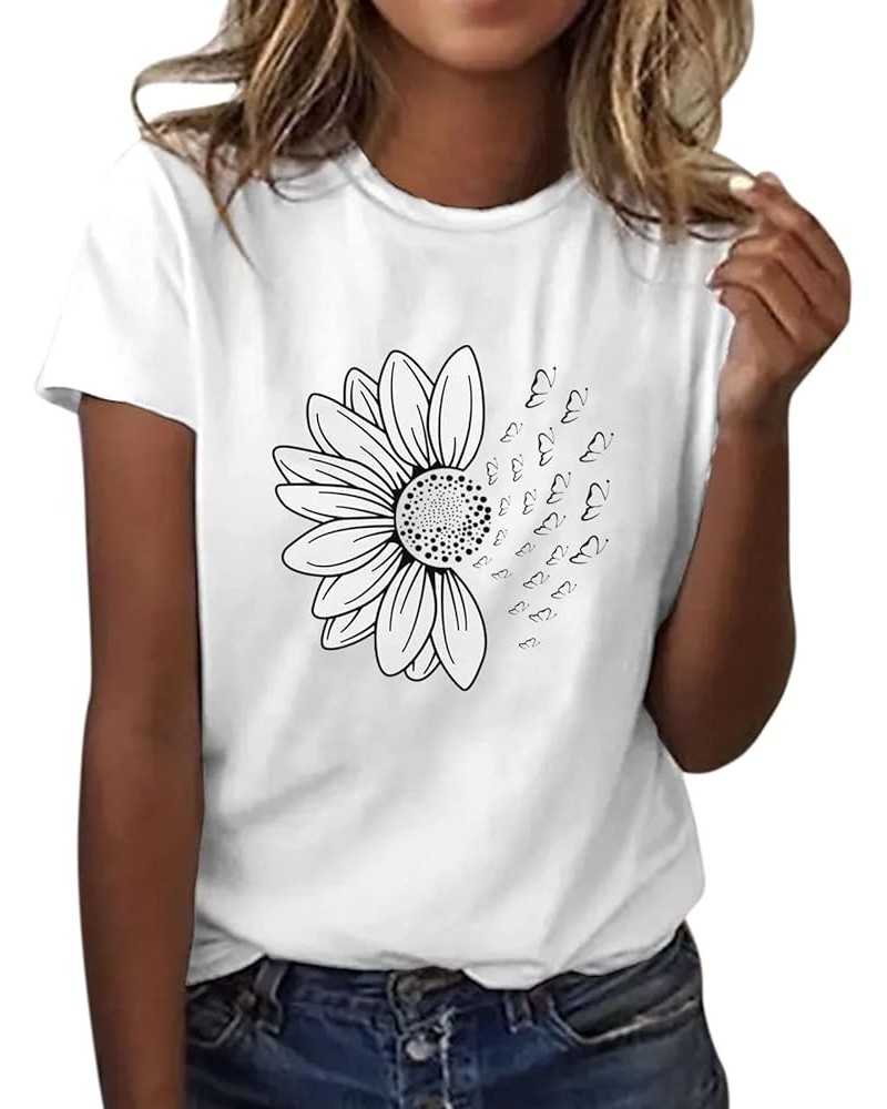 Women's T Shirts Short Sleeve Tees Sunflower Graphic Loose Summer Tops St Patricks Day Shirts for Women A3-white $18.87 Activ...