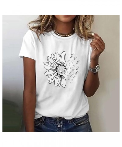 Women's T Shirts Short Sleeve Tees Sunflower Graphic Loose Summer Tops St Patricks Day Shirts for Women A3-white $18.87 Activ...