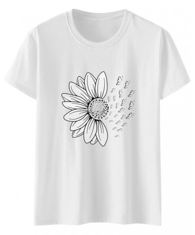 Women's T Shirts Short Sleeve Tees Sunflower Graphic Loose Summer Tops St Patricks Day Shirts for Women A3-white $18.87 Activ...