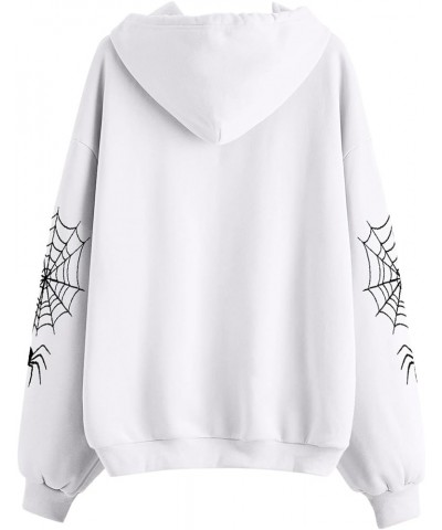 Y2k Hoodie Women Full Zip Grunge Hooded Oversized Sweatshirt Harajuku Streetwear Aesthetic Casua Graphic Jacket White Spider ...