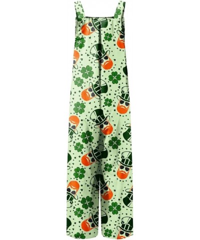 St. Patrick's Day Sleeveless Women Overalls Jumpsuits Rompers Spring Casual Loose Comfy Cotton Linen Pants Trousers 02-light ...