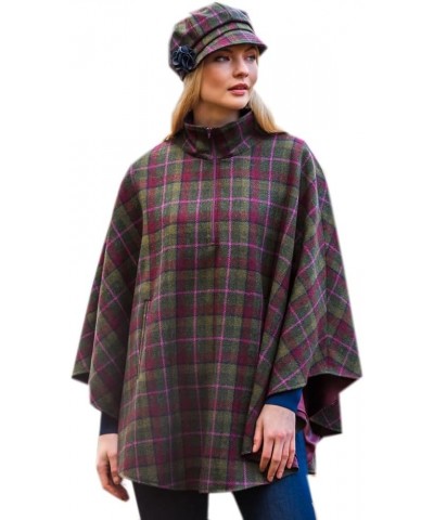 Half Zip Poncho For Women, 100% Wool Green, Pink $112.93 Coats