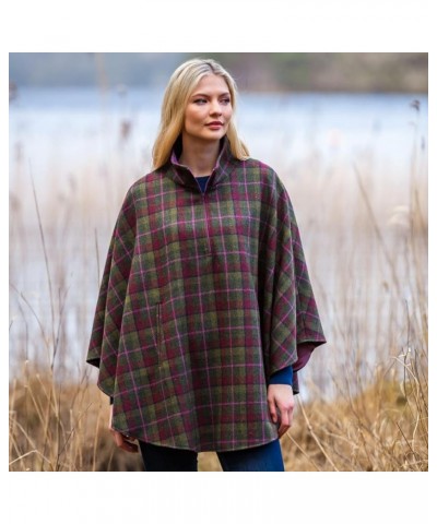 Half Zip Poncho For Women, 100% Wool Green, Pink $112.93 Coats