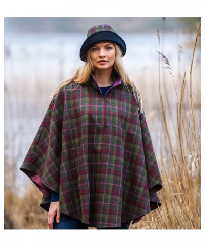 Half Zip Poncho For Women, 100% Wool Green, Pink $112.93 Coats