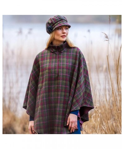 Half Zip Poncho For Women, 100% Wool Green, Pink $112.93 Coats