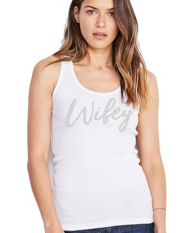 Bride & Bridal Tank Tops - Bridesmaid Maid of Honor Bachelorette Party Entourage Shirts Wifey (White) $9.53 Tanks