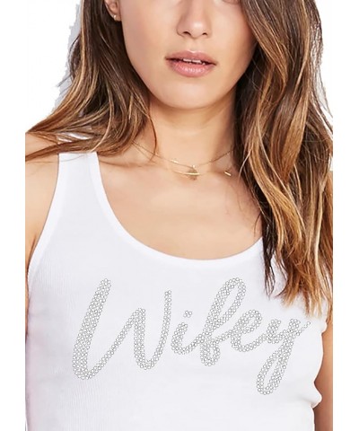 Bride & Bridal Tank Tops - Bridesmaid Maid of Honor Bachelorette Party Entourage Shirts Wifey (White) $9.53 Tanks