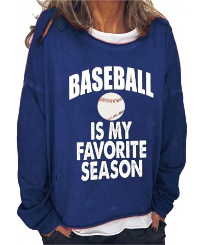 Baseball is My Favorite Season Women‘S Long Sleeve T-Shirts Baseball Lover Fun Shirts Navy $13.95 Hoodies & Sweatshirts