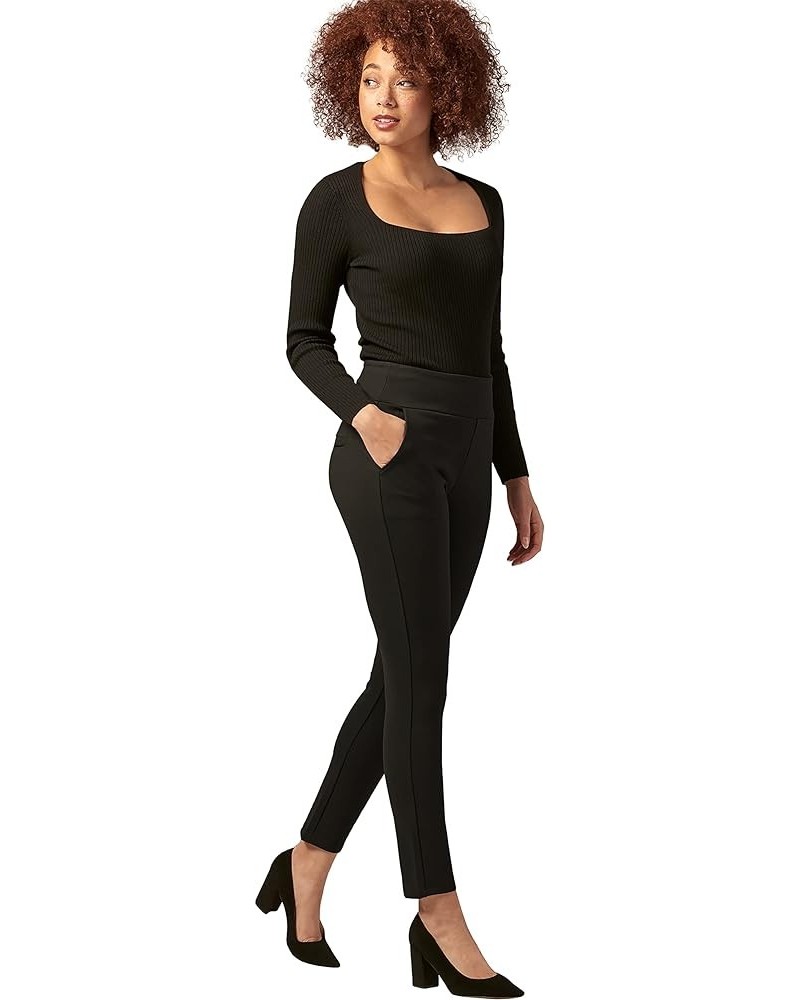 Ponte Pants for Women, Stretch Dress Pants for Women, High Waist Wear to Work Pants with Pockets, S-4XL Black Black $26.54 Pants