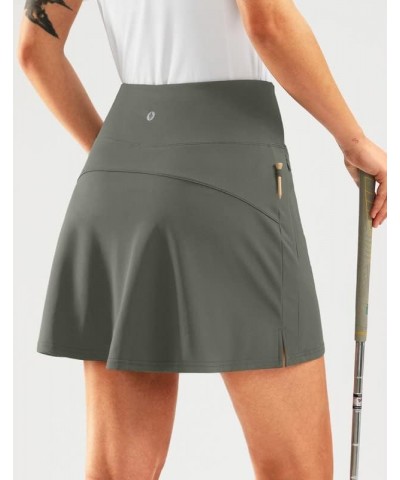 16" Golf Skorts Skirts for Women Zipper Pockets Women's High Waisted Tennis Skirt Athletic Skort Grey Sage $16.45 Skorts