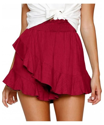 Women's Casual Summer Shorts High Waist Wrap Mini Skirt Cotton Linen Tennis Flowy Skorts Skirts 1-wine Red $10.79 Skirts