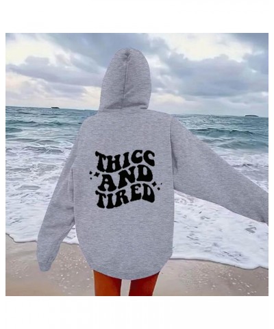 Hoodies Aesthetic Thicc And Tired Shape Printed Christian Pullover Hoodie With Pocket Drop Shoulder Loose Fit Fall Winter A06...