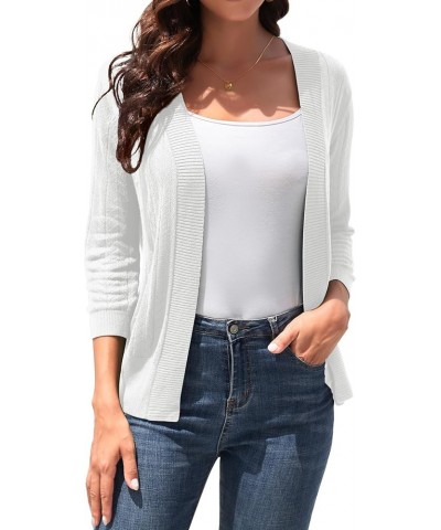 Women's 3/4 Sleeve Shrugs Lightweight Open Front Cropped Cardigan White $13.63 Sweaters