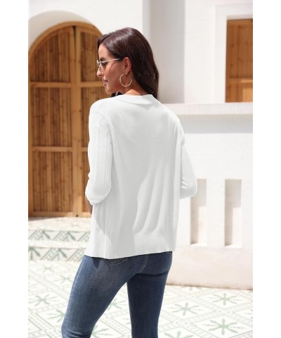 Women's 3/4 Sleeve Shrugs Lightweight Open Front Cropped Cardigan White $13.63 Sweaters