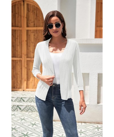 Women's 3/4 Sleeve Shrugs Lightweight Open Front Cropped Cardigan White $13.63 Sweaters