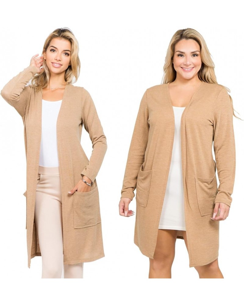 Women's Casual Lightweight Open Front Drape Cardigan with Pockets C6 Camel $13.42 Sweaters