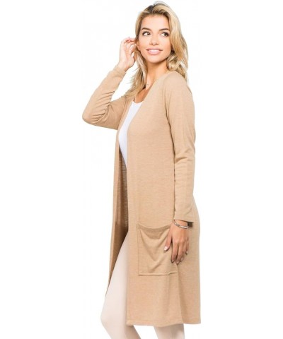 Women's Casual Lightweight Open Front Drape Cardigan with Pockets C6 Camel $13.42 Sweaters