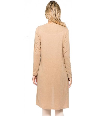 Women's Casual Lightweight Open Front Drape Cardigan with Pockets C6 Camel $13.42 Sweaters