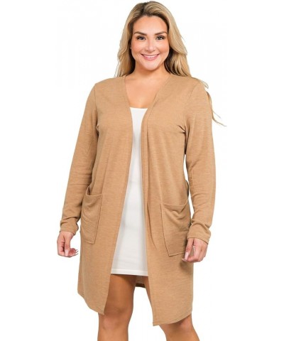 Women's Casual Lightweight Open Front Drape Cardigan with Pockets C6 Camel $13.42 Sweaters