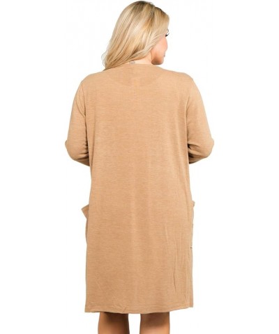 Women's Casual Lightweight Open Front Drape Cardigan with Pockets C6 Camel $13.42 Sweaters