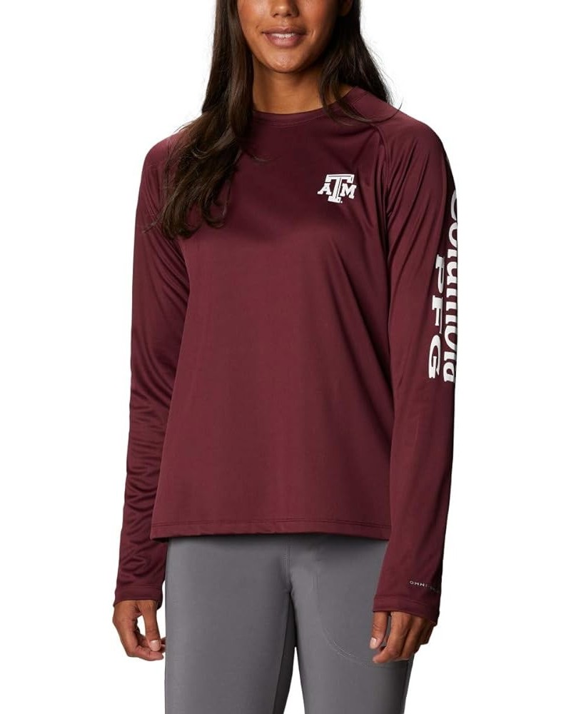 Women's Collegiate Tidal Tee Ls Shirt Texas A&M Aggies Medium Tam - Deep Maroon, White $11.61 T-Shirts