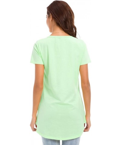 Women's Short Sleeve T-Shirt Blouse Summer Casual Loose Fitness Tops Light Green $9.20 Blouses