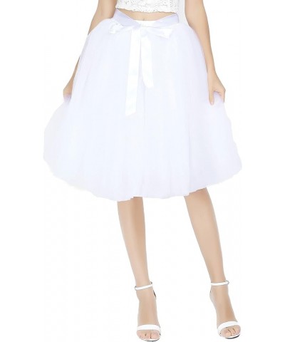 Tulle Skirt for Women,7 Layer Knee Length Tutu Skirts for Wedding Prom Skirt White $25.36 Skirts