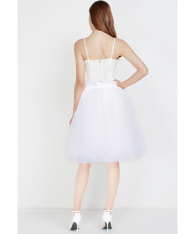 Tulle Skirt for Women,7 Layer Knee Length Tutu Skirts for Wedding Prom Skirt White $25.36 Skirts