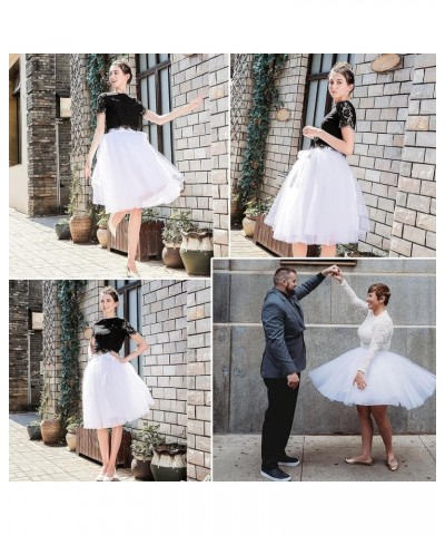 Tulle Skirt for Women,7 Layer Knee Length Tutu Skirts for Wedding Prom Skirt White $25.36 Skirts