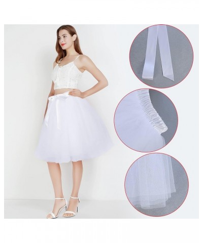 Tulle Skirt for Women,7 Layer Knee Length Tutu Skirts for Wedding Prom Skirt White $25.36 Skirts