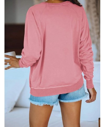 Women's Casual Crew Neck Sweatshirts Raglan Long Sleeve Solid Tunic Tops Loose Pullovers Pink $14.87 Hoodies & Sweatshirts