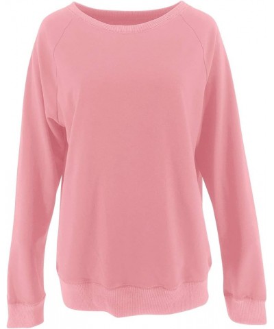 Women's Casual Crew Neck Sweatshirts Raglan Long Sleeve Solid Tunic Tops Loose Pullovers Pink $14.87 Hoodies & Sweatshirts