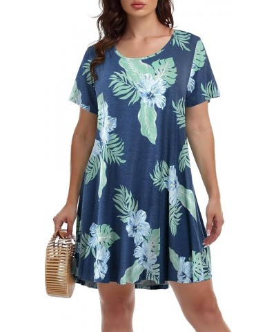 Womens Summer Casual T Shirt Dresses Short Sleeve Swing Tunic Dress Hawaii Leaf $17.35 Dresses