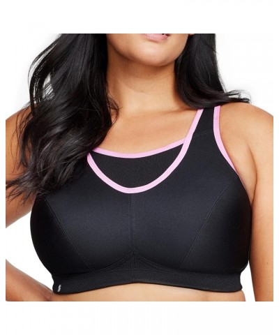 Women's No-bounce Camisole Sports Bra Wirefree 1066 Black/Pink $14.66 Lingerie