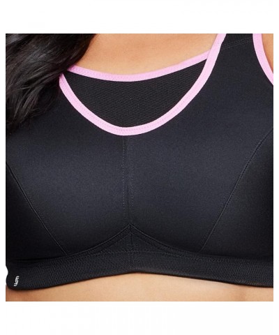 Women's No-bounce Camisole Sports Bra Wirefree 1066 Black/Pink $14.66 Lingerie